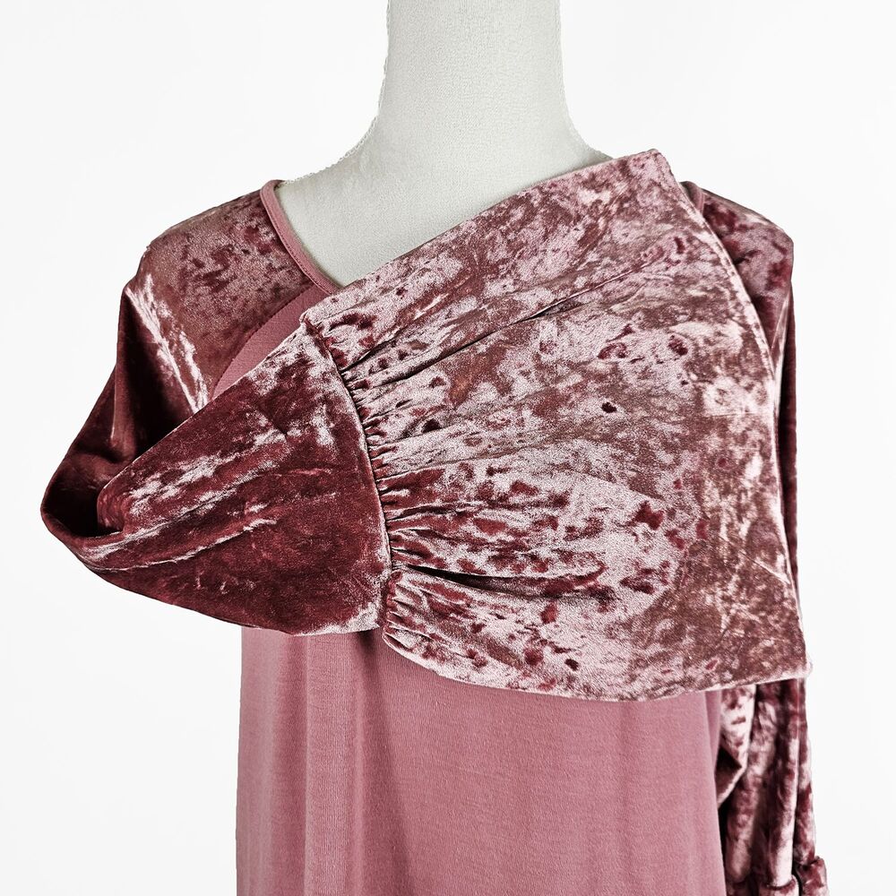 Southern Stitch XL Pink Velvet Bell Sleeve Baseball Style Tunic Top